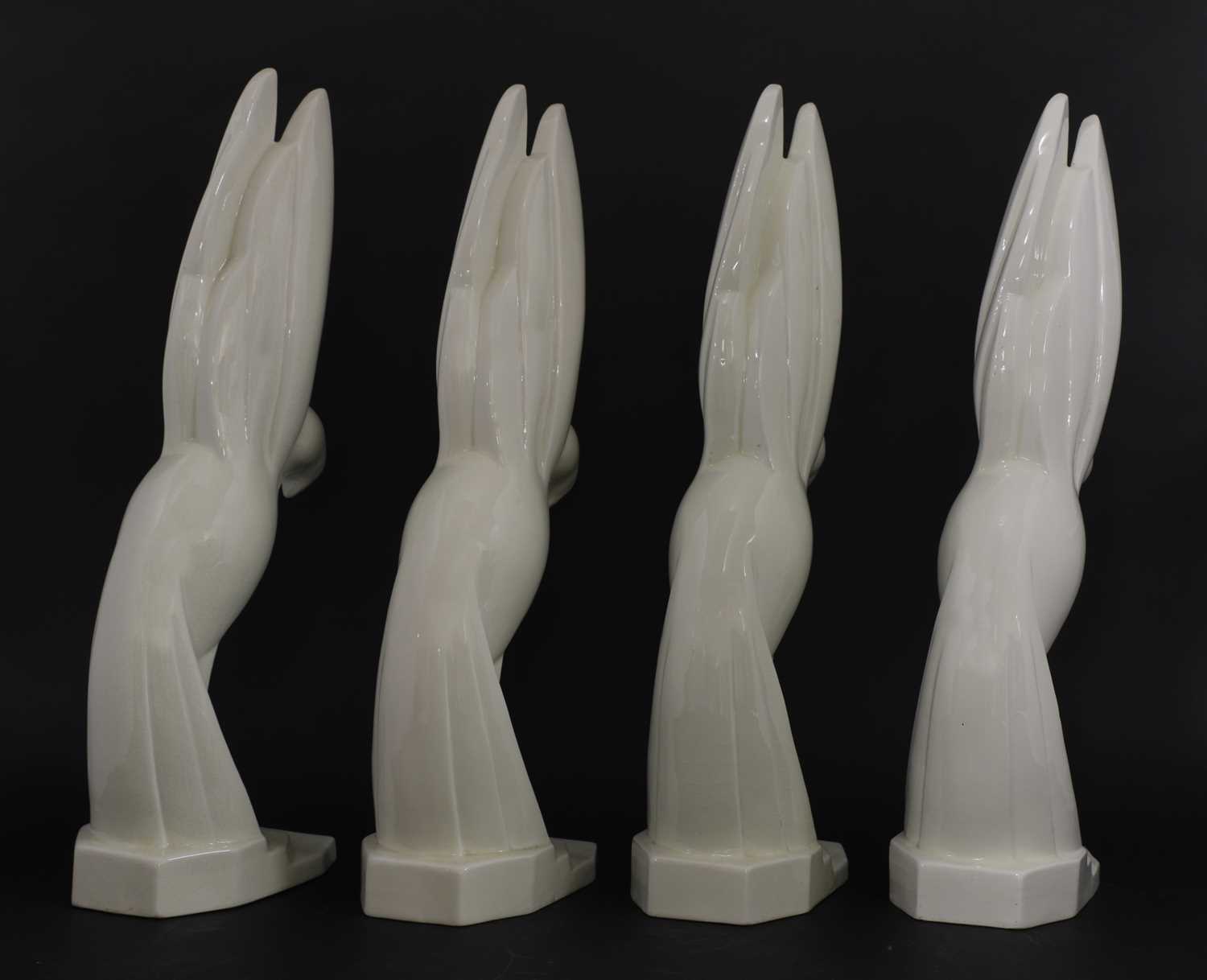 Four Art Deco moulded white glazed doves, - Image 2 of 12