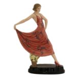 A Goldscheider pottery figure of a lady,