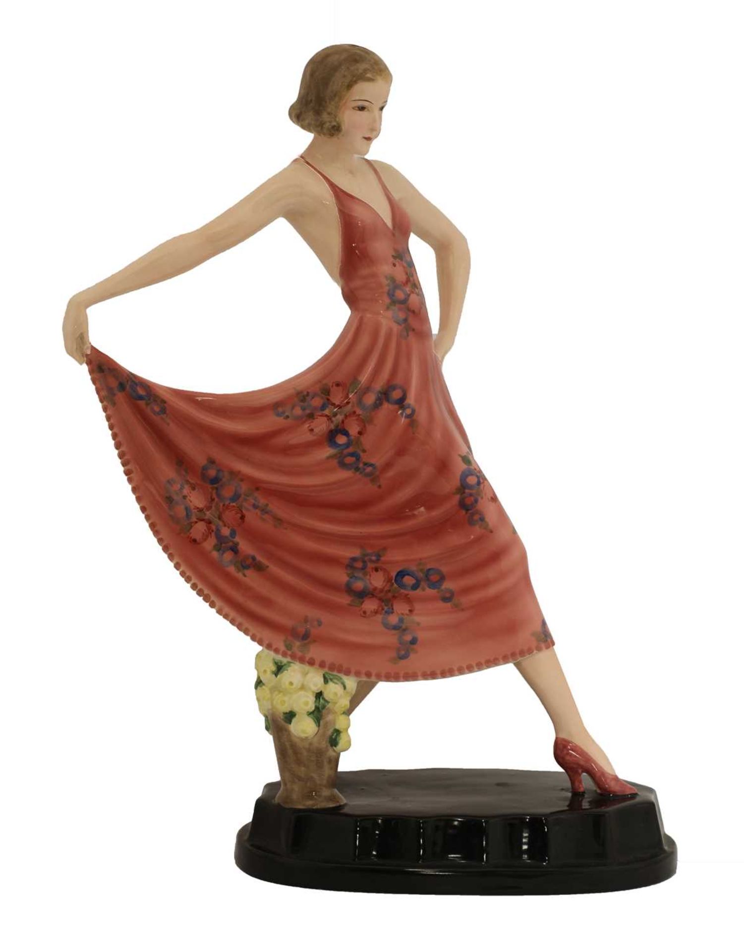 A Goldscheider pottery figure of a lady,