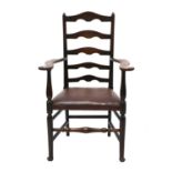 An ash ladder back armchair,