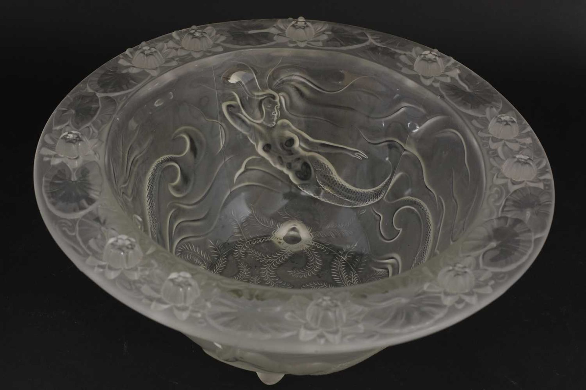 An Art Deco-style pressed glass bowl,