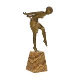 An Art Deco gilt figure of a hoop dancer,