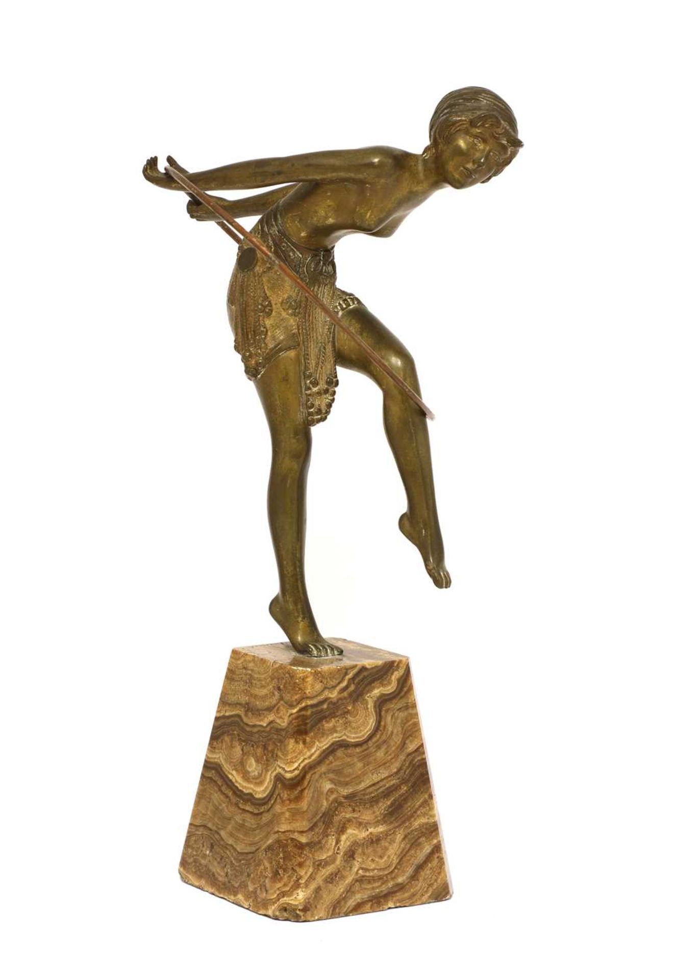 An Art Deco gilt figure of a hoop dancer,