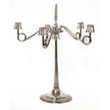A silver-plated five-branch candelabra,