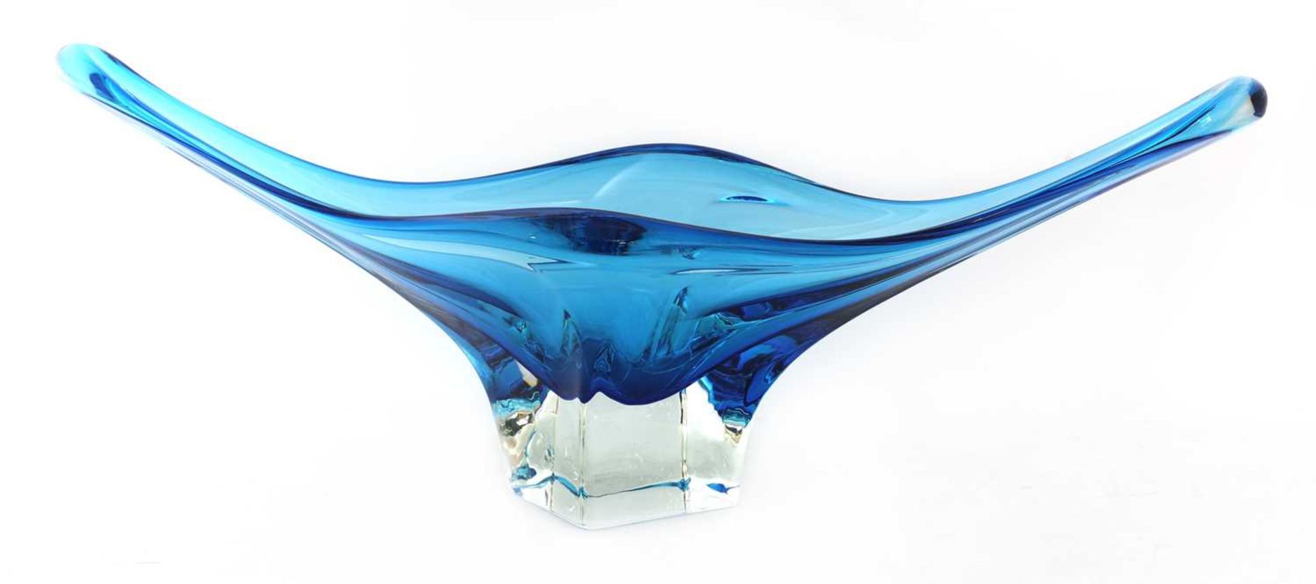 A Val St Lambert blue and clear glass centrepiece, - Image 3 of 3