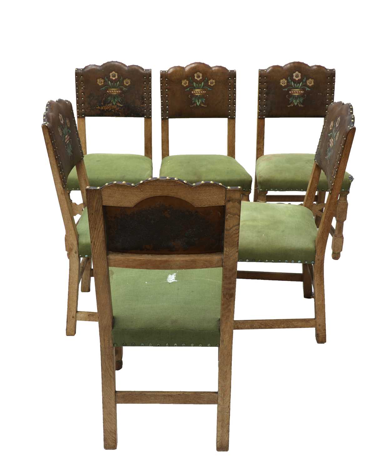 A set of six limed oak dining chairs, - Image 2 of 3