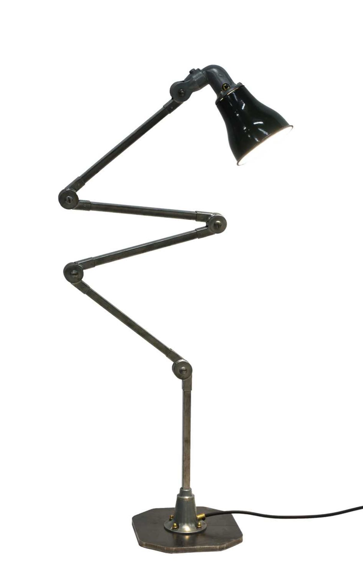 A British Invisaflex articulated four-section desk lamp,