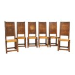 Six Robert 'Mouseman' Thompson oak dining chairs,