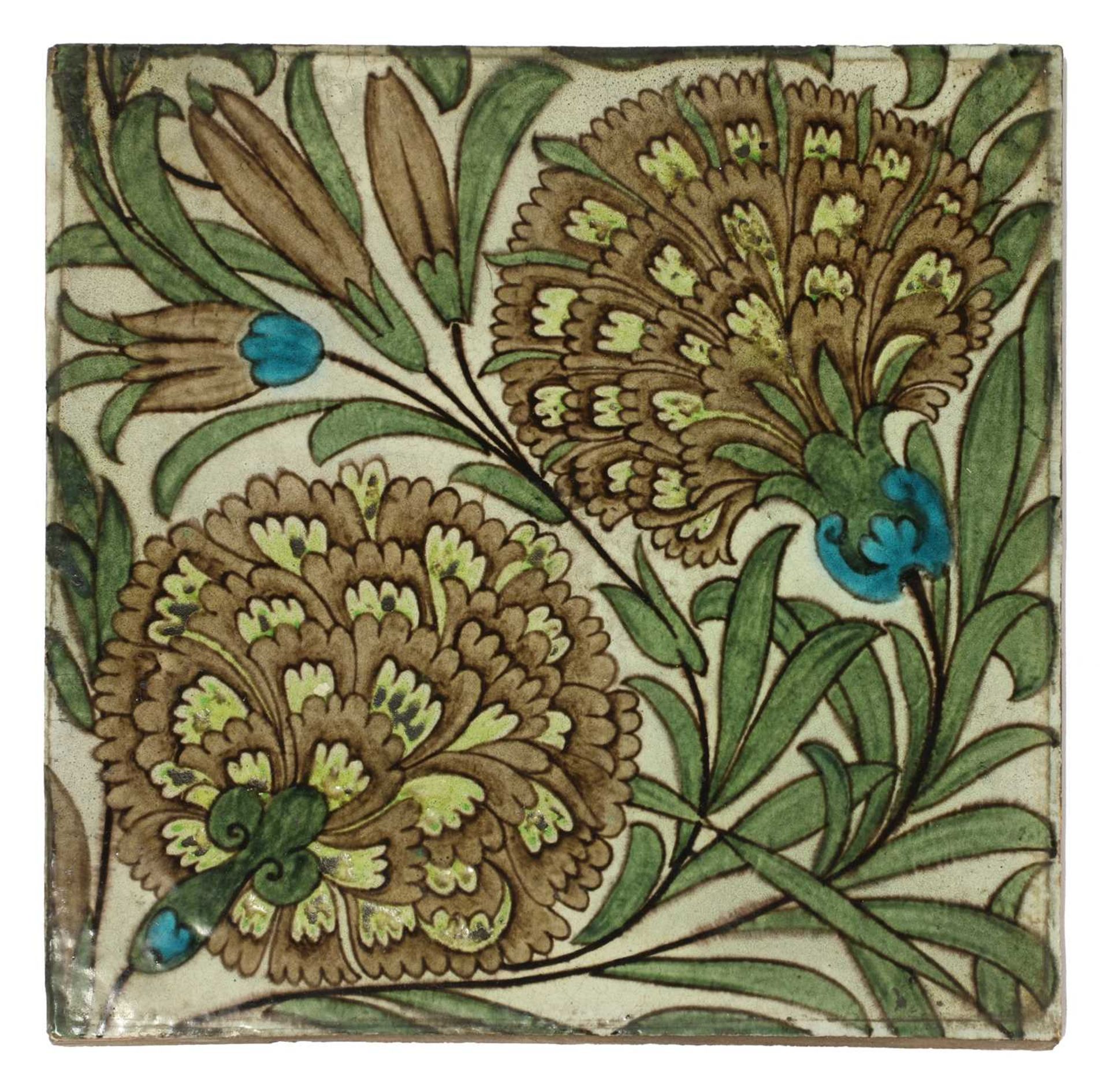 A William De Morgan 'Persian Flowers' pattern tile,