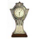 An Art Nouveau silver-mounted mantel clock,