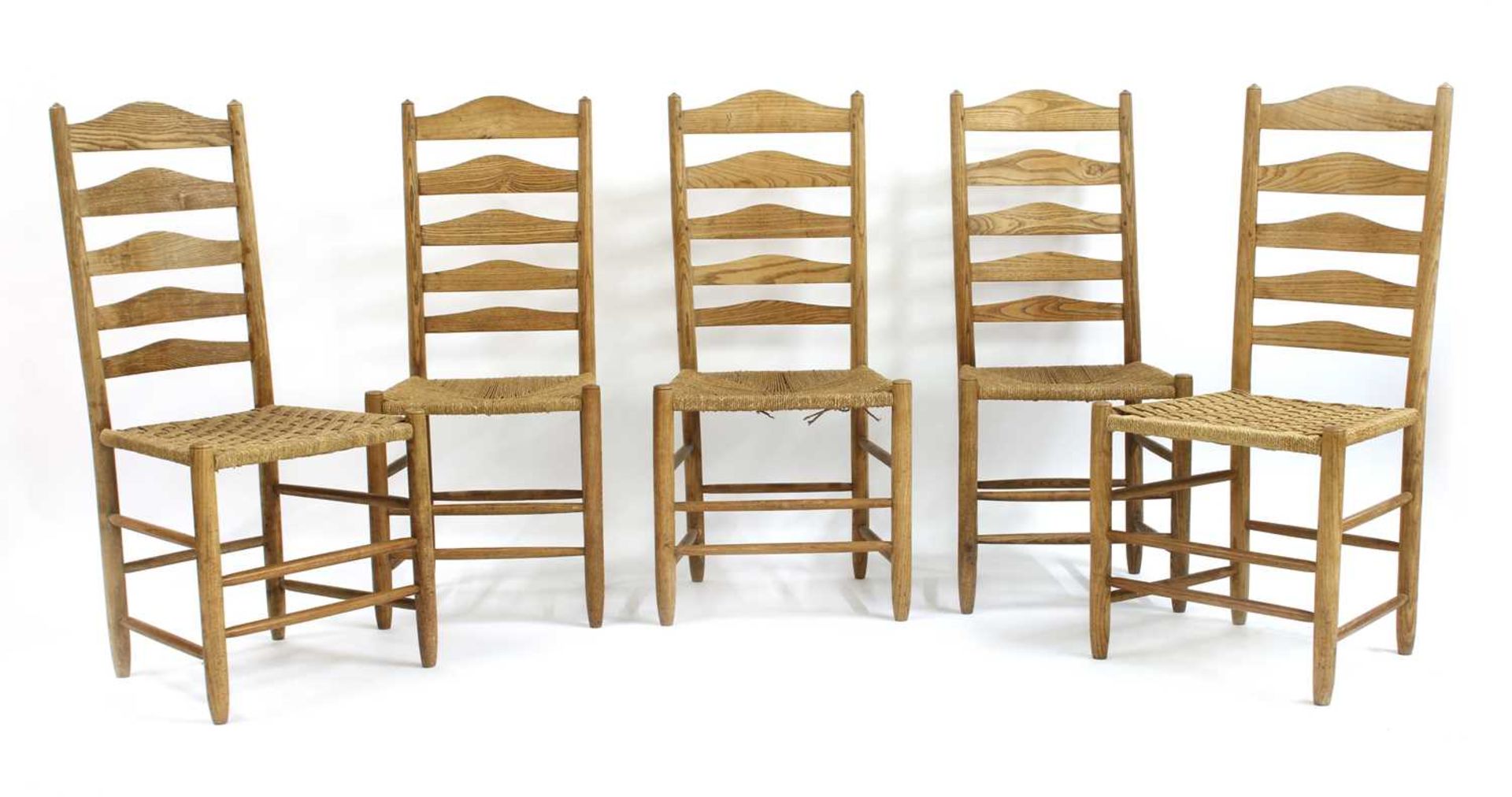 Five ash ladderback chairs, - Image 2 of 6