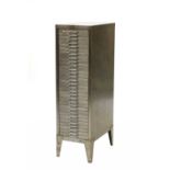 An industrial brushed steel cabinet,