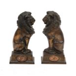 A pair of lion fire dog ornaments,