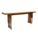 A Gordon Russell pearwood and chrome serving table,