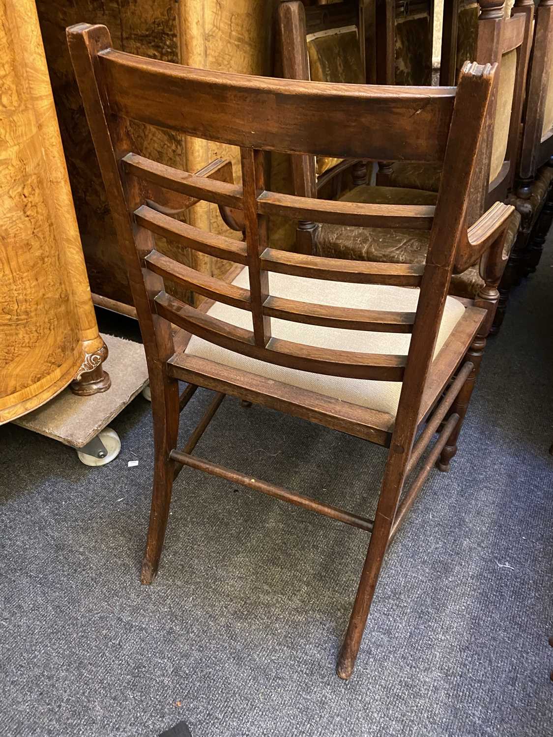 A set of twelve Arts and Crafts walnut chairs, - Image 3 of 13