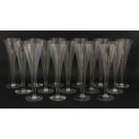 A set of fifteen modern champagne flutes,