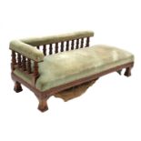 A Victorian Gothic oak and ebonised daybed,