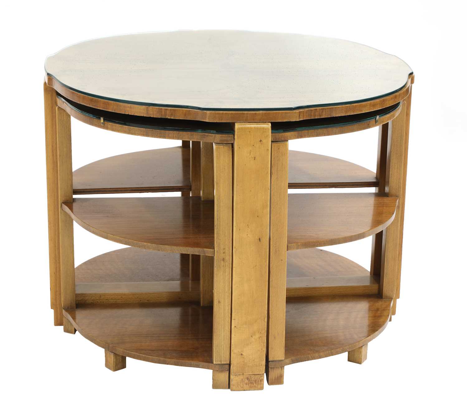 An Art Deco walnut nest of tables,