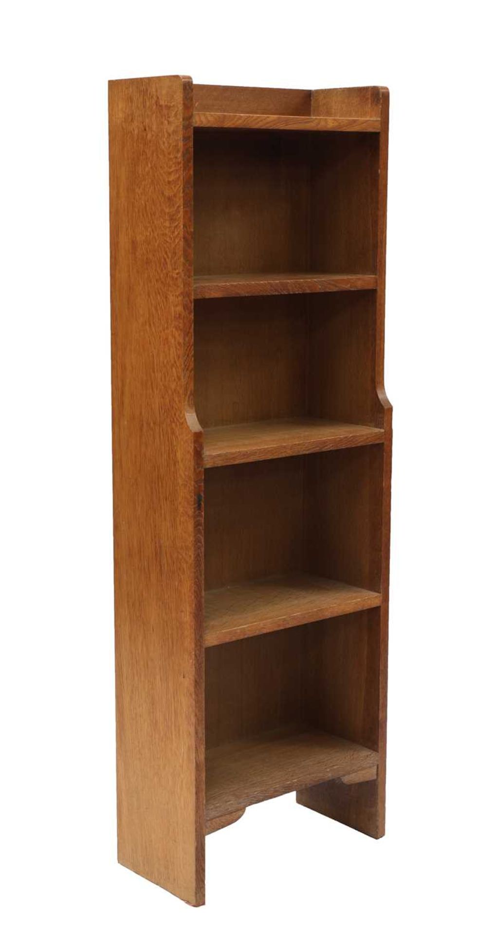 An oak narrow waterfall bookcase,