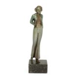 An Art Deco cold-painted bronze figure of a lady,