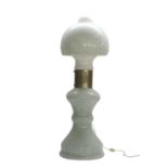 A cased glass two-part table lamp,