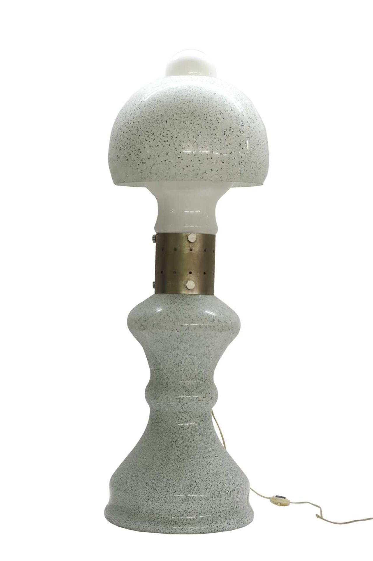 A cased glass two-part table lamp,