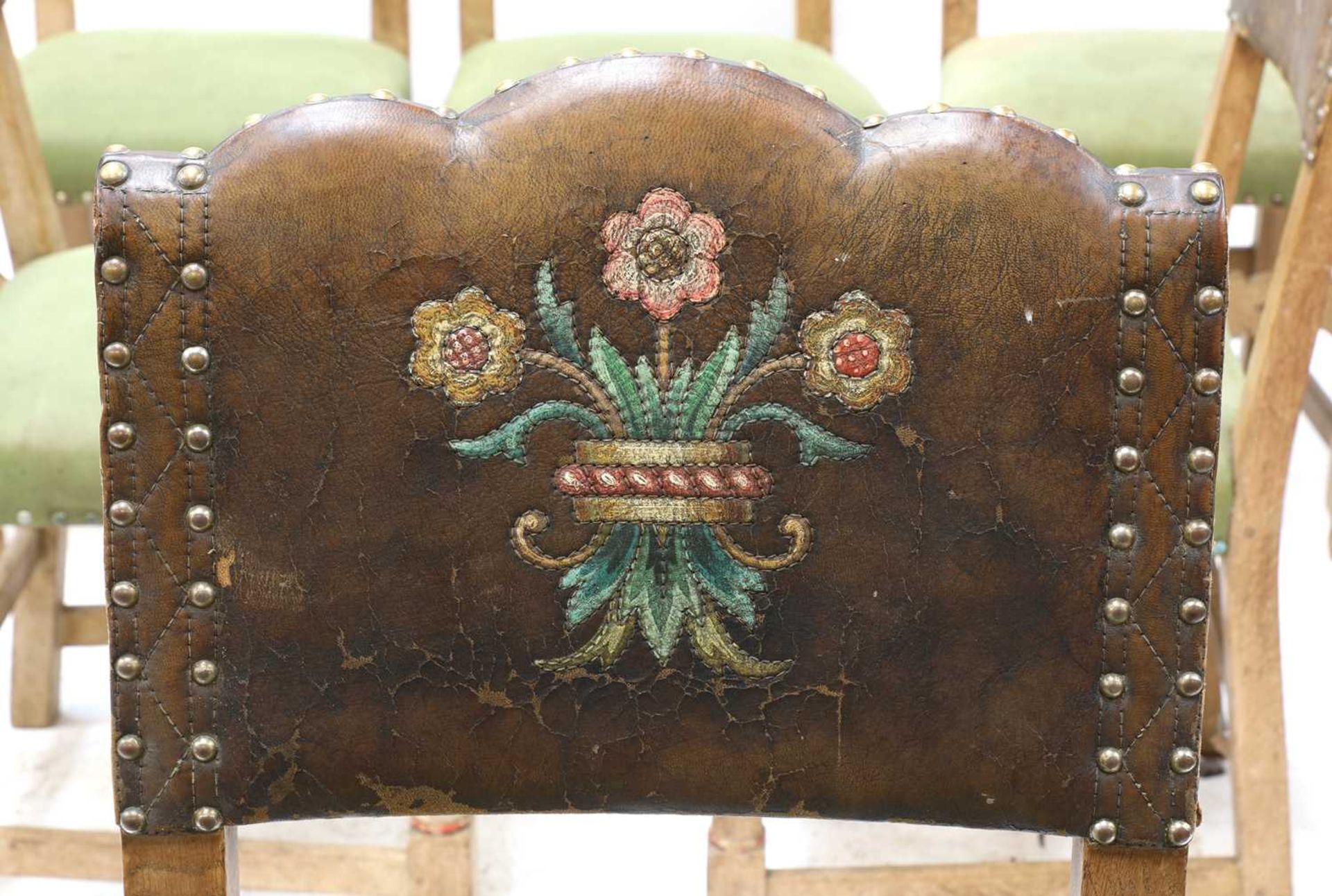 A set of six limed oak dining chairs, - Bild 3 aus 3