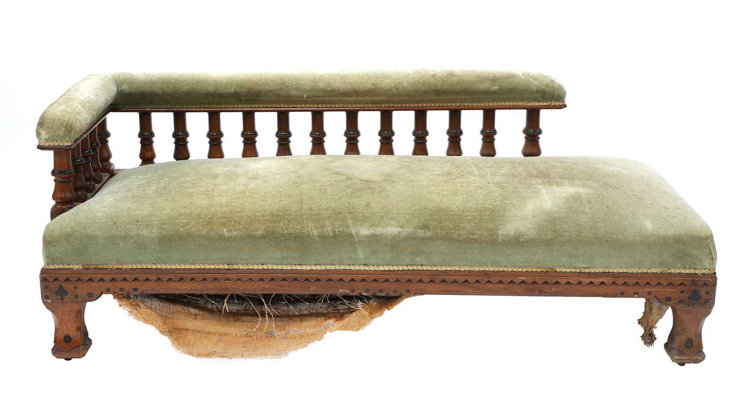 A Victorian Gothic oak and ebonised daybed, - Image 3 of 15