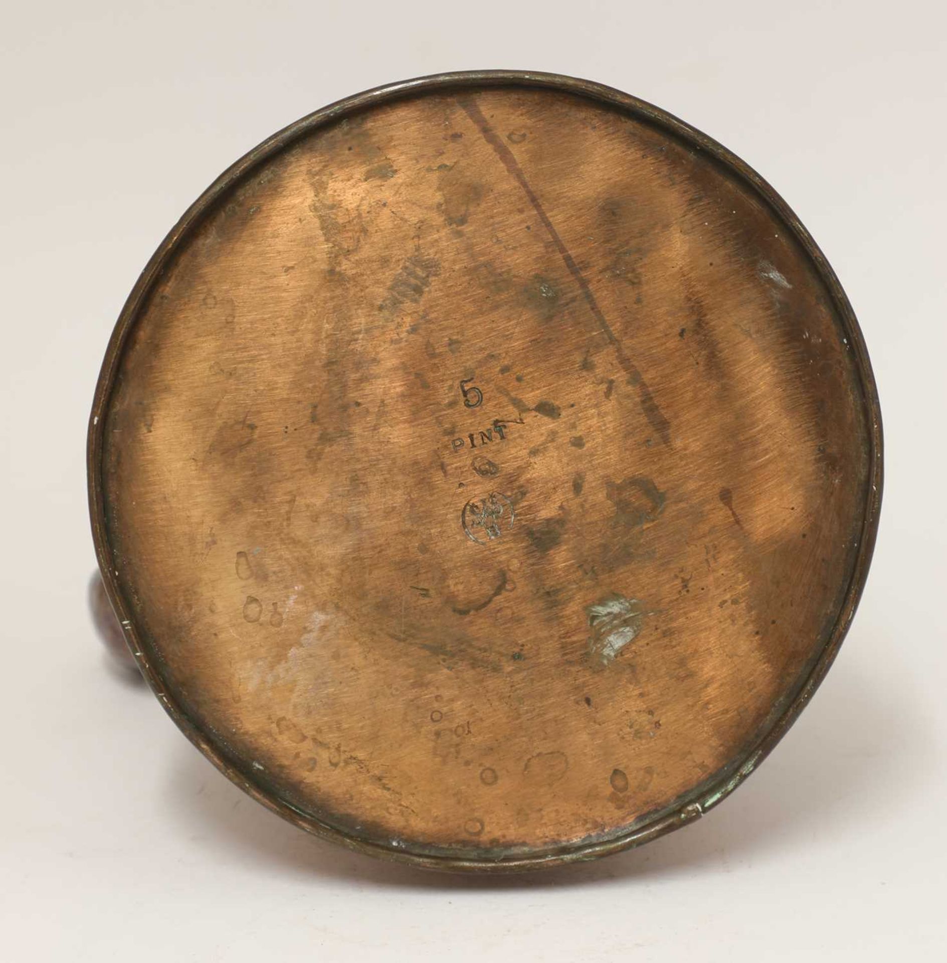 An Arts and Crafts hammered copper haystack measure and cover, - Image 3 of 4