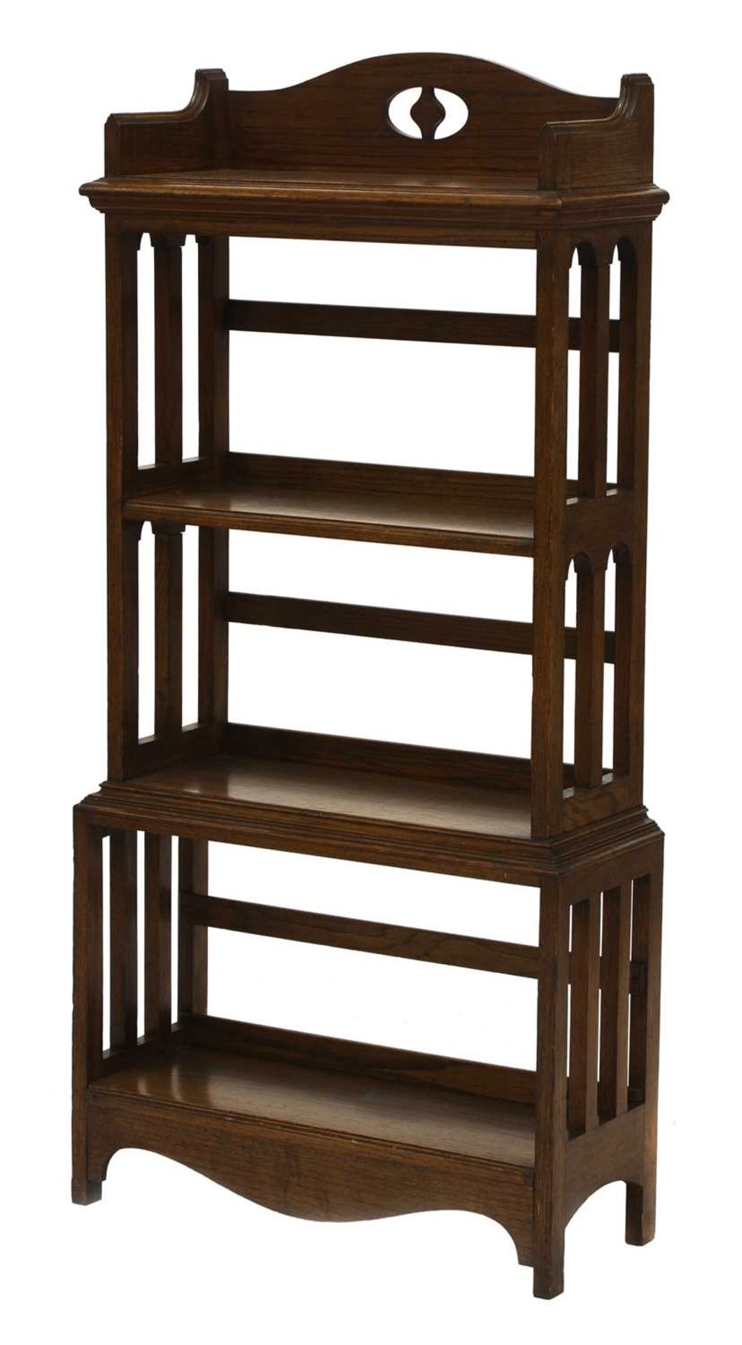 An Arts and Crafts oak four-tier open bookcase,