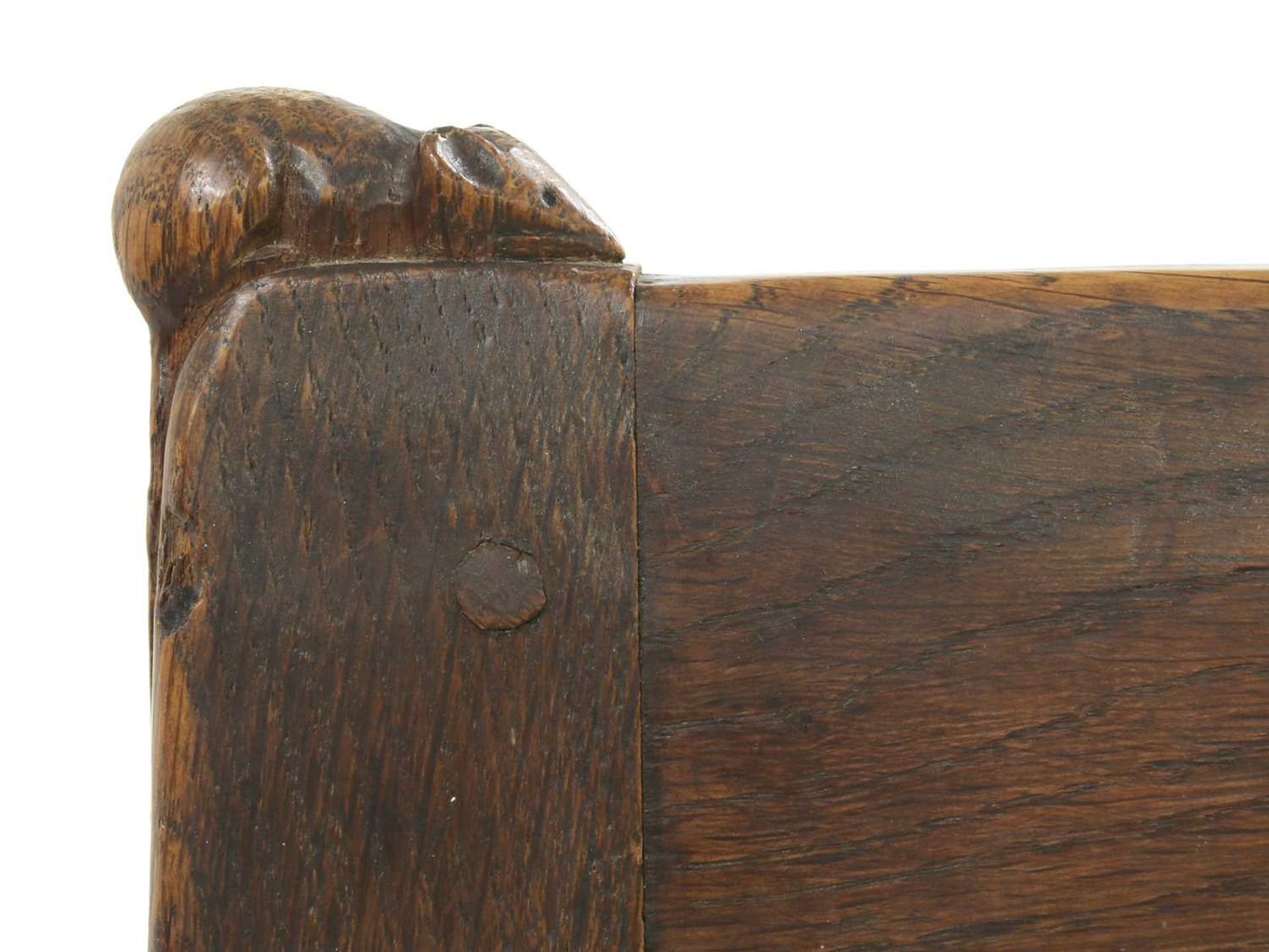 Six Robert 'Mouseman' Thompson oak dining chairs, - Image 2 of 8