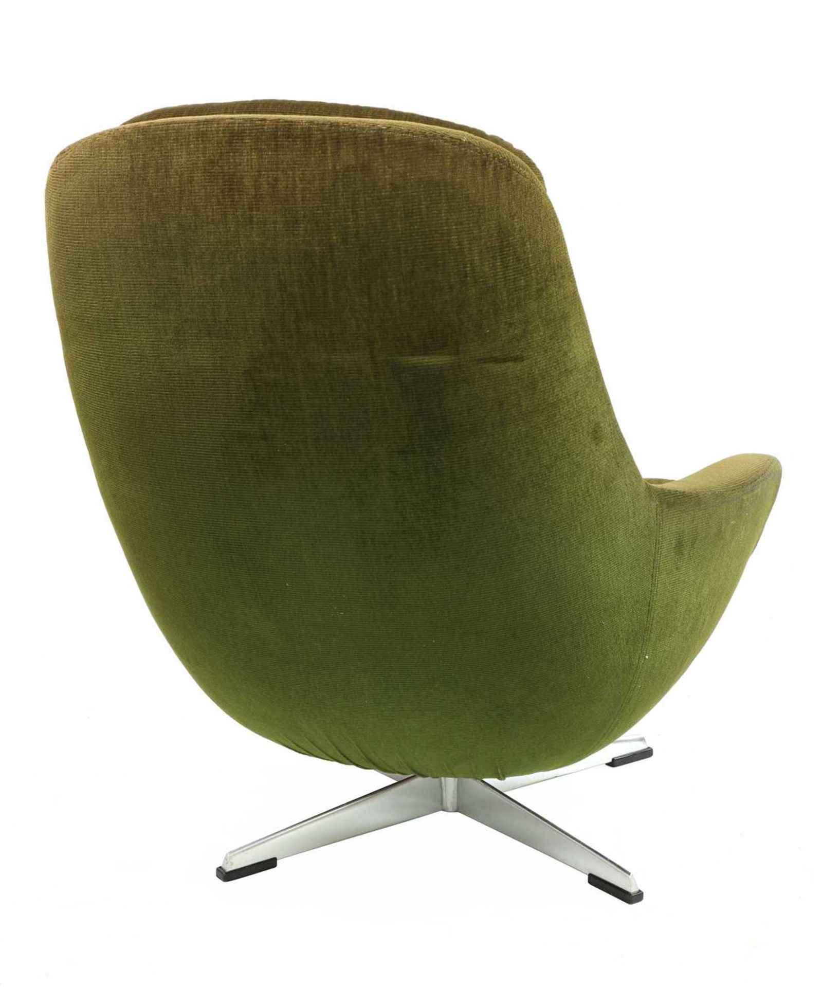 A green corduroy lounge chair, - Image 3 of 4
