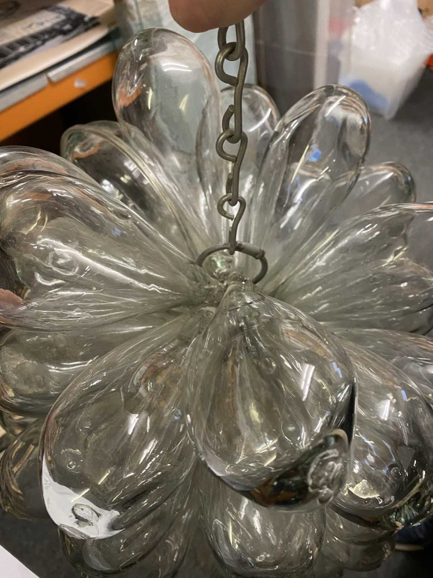 A multi-bubble blown glass pendant light, - Image 2 of 5