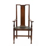 An Art Deco walnut elbow chair,