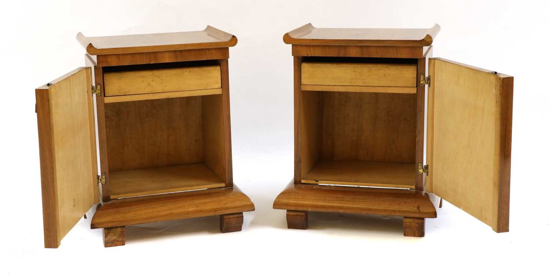 A pair of Art Deco walnut bedside cupboards, - Image 2 of 19