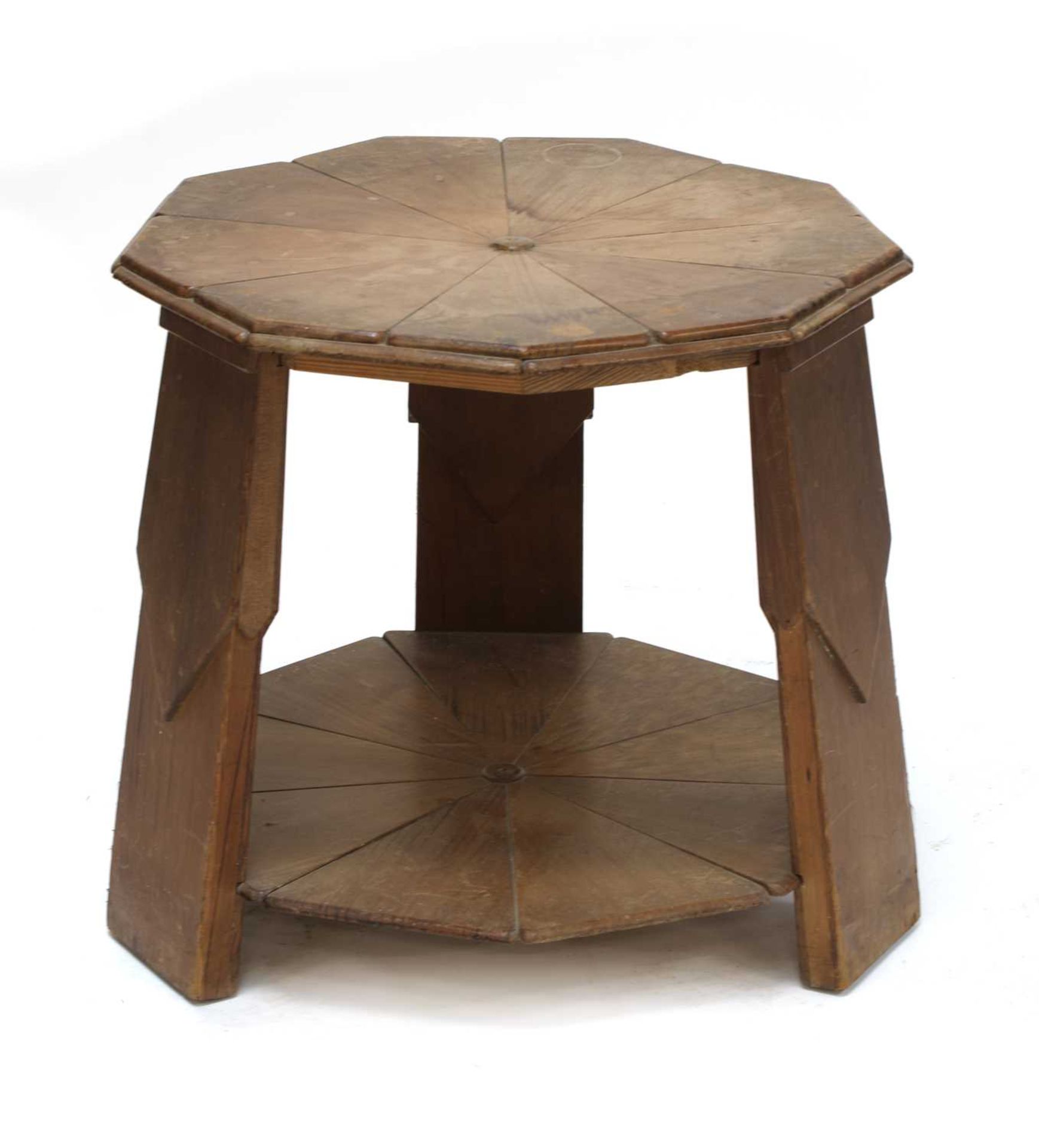 An unusual Arts and Crafts Baltic pine occasional table,