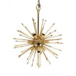 An Italian brass globe ceiling light,