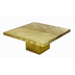 A brass-mounted chevron coffee table,