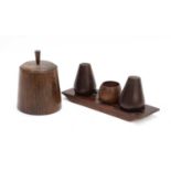 A jacaranda wood condiment set,