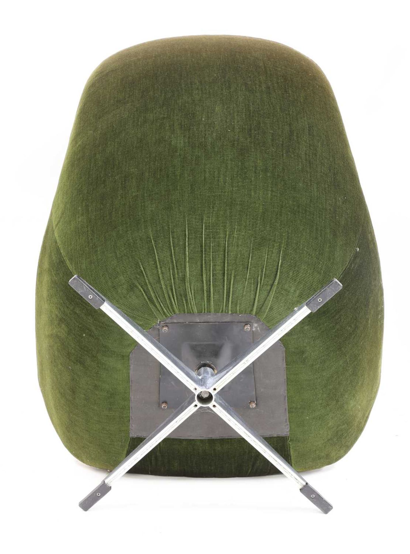 A green corduroy lounge chair, - Image 2 of 4