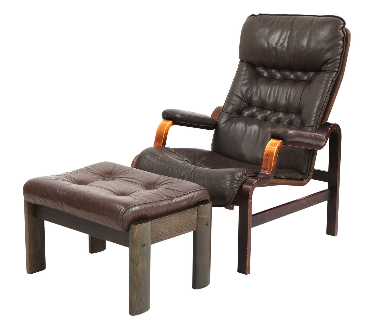 A bentwood and leather armchair,