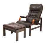 A bentwood and leather armchair,