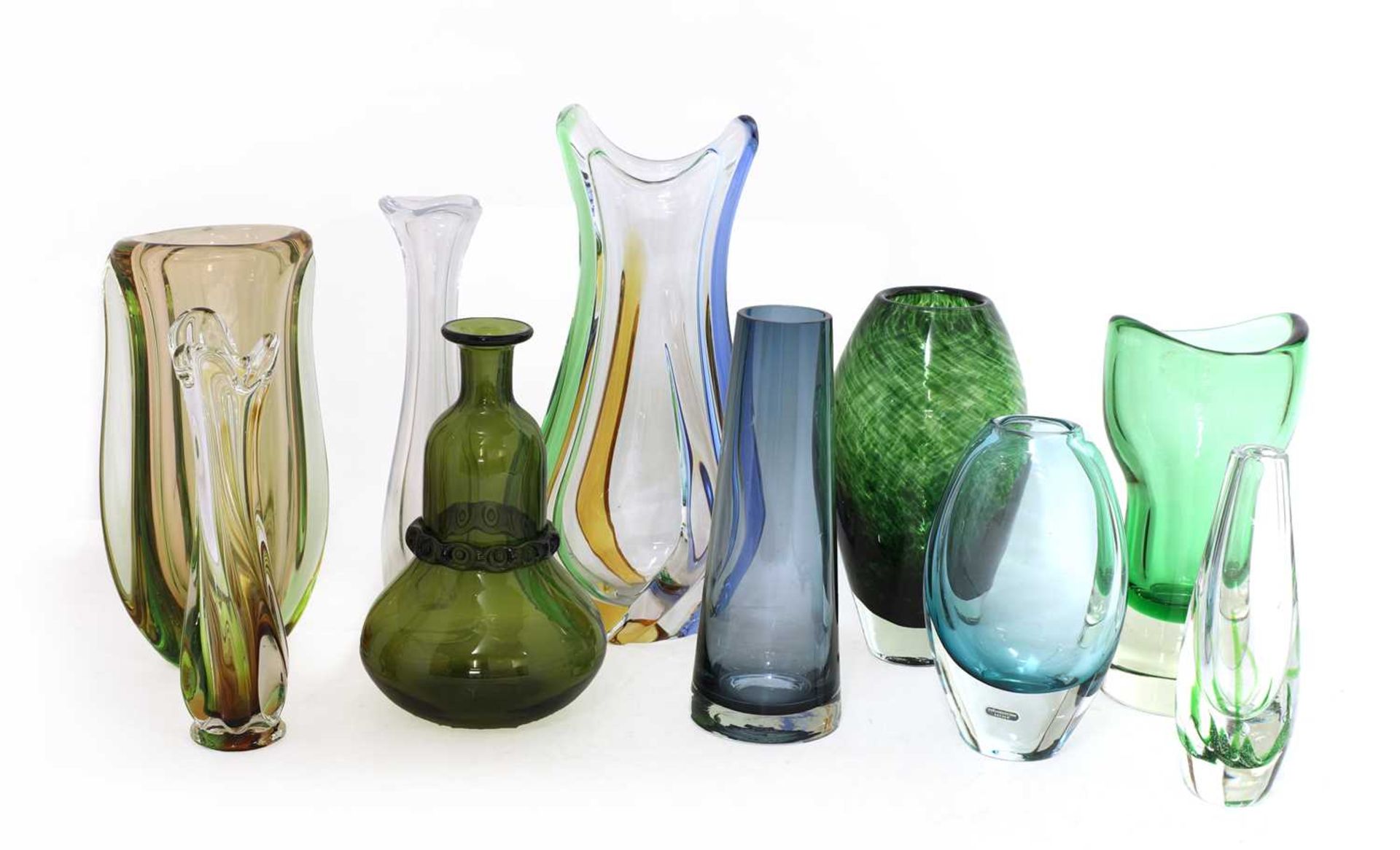 A collection of ten Scandinavian and Murano glass vases, - Image 2 of 4