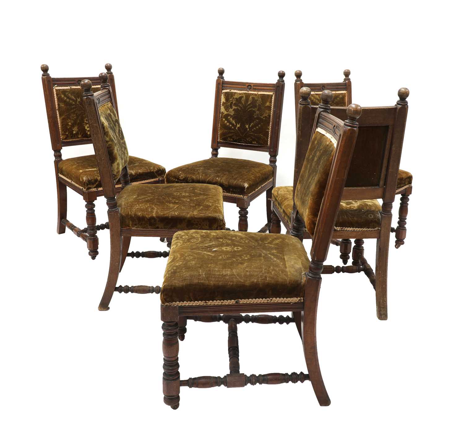 Six walnut dining chairs, - Image 2 of 2