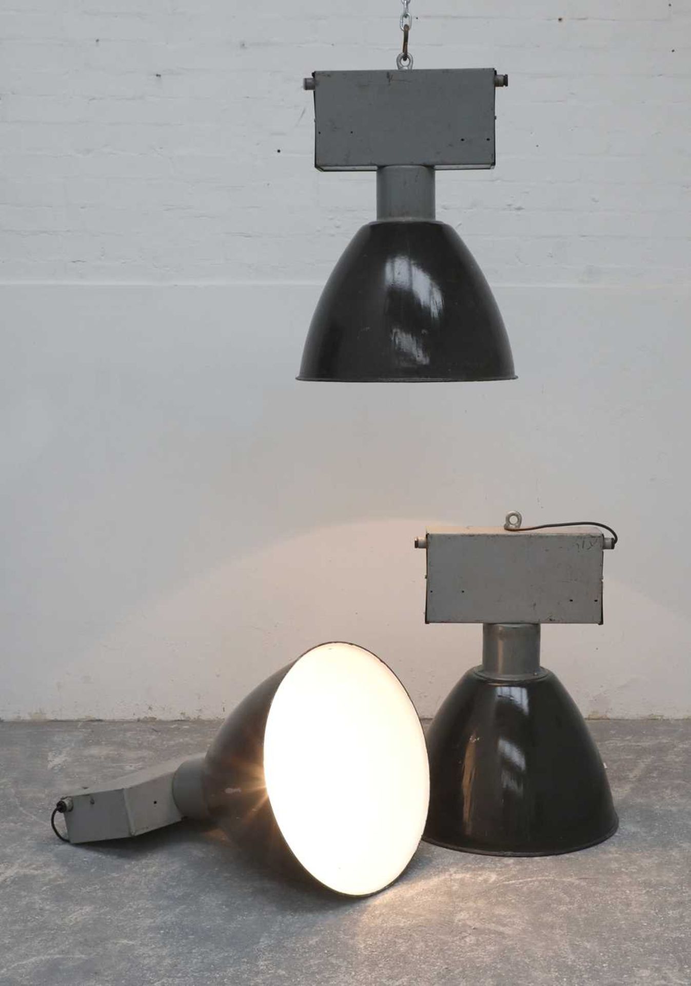 Three Industrial hanging lights,