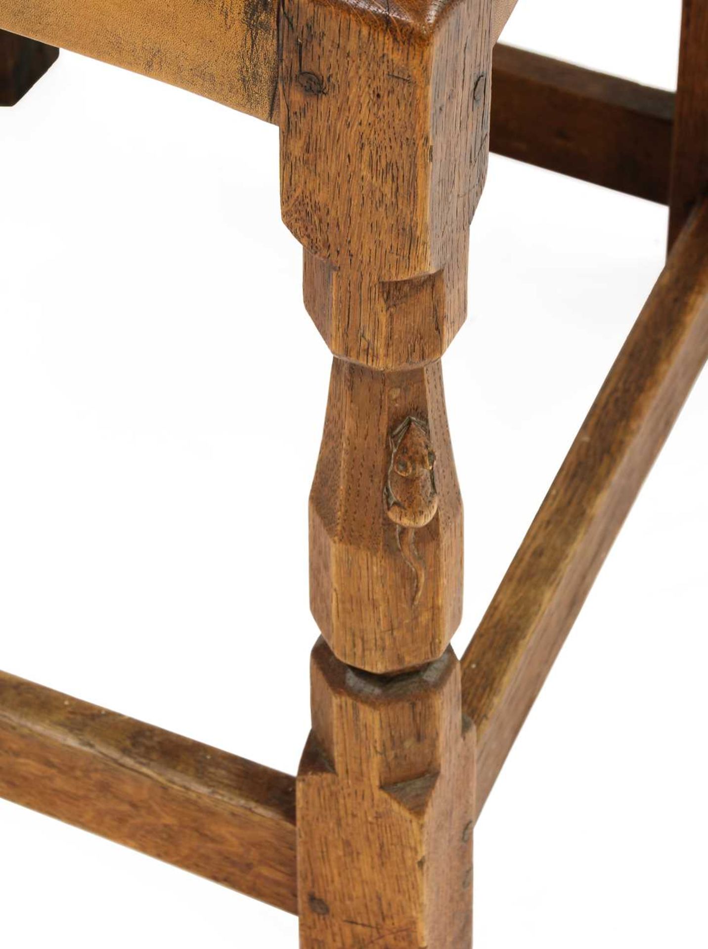 Six Robert 'Mouseman' Thompson oak dining chairs, - Image 3 of 8