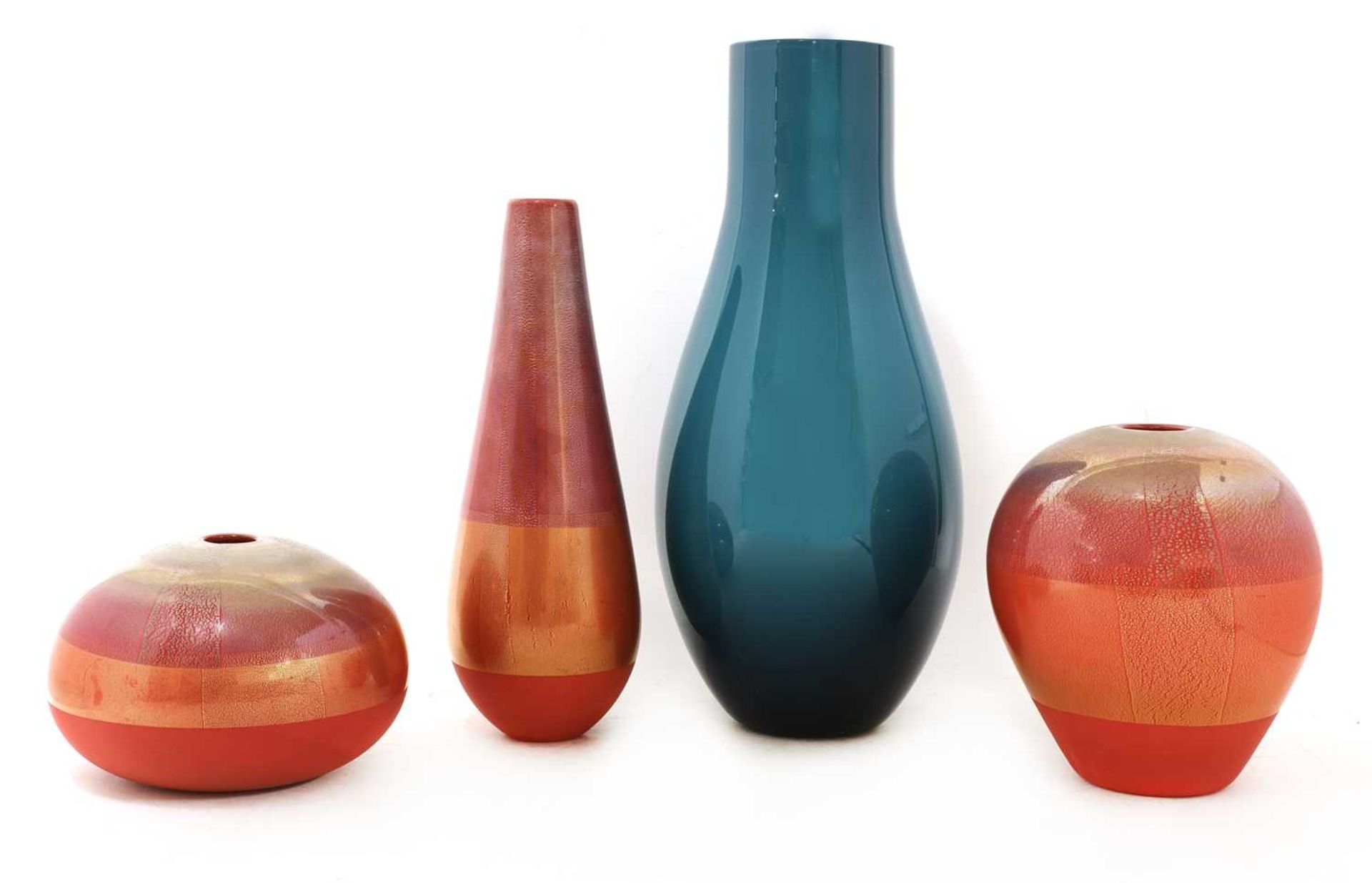 Three Venini red glass vases, - Image 2 of 6