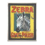 A 'Zebra Grate Polish' enamel sign,