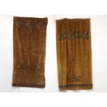 Two near pairs of Arts and Crafts velvet curtains,