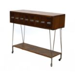 An industrial oak index cabinet,